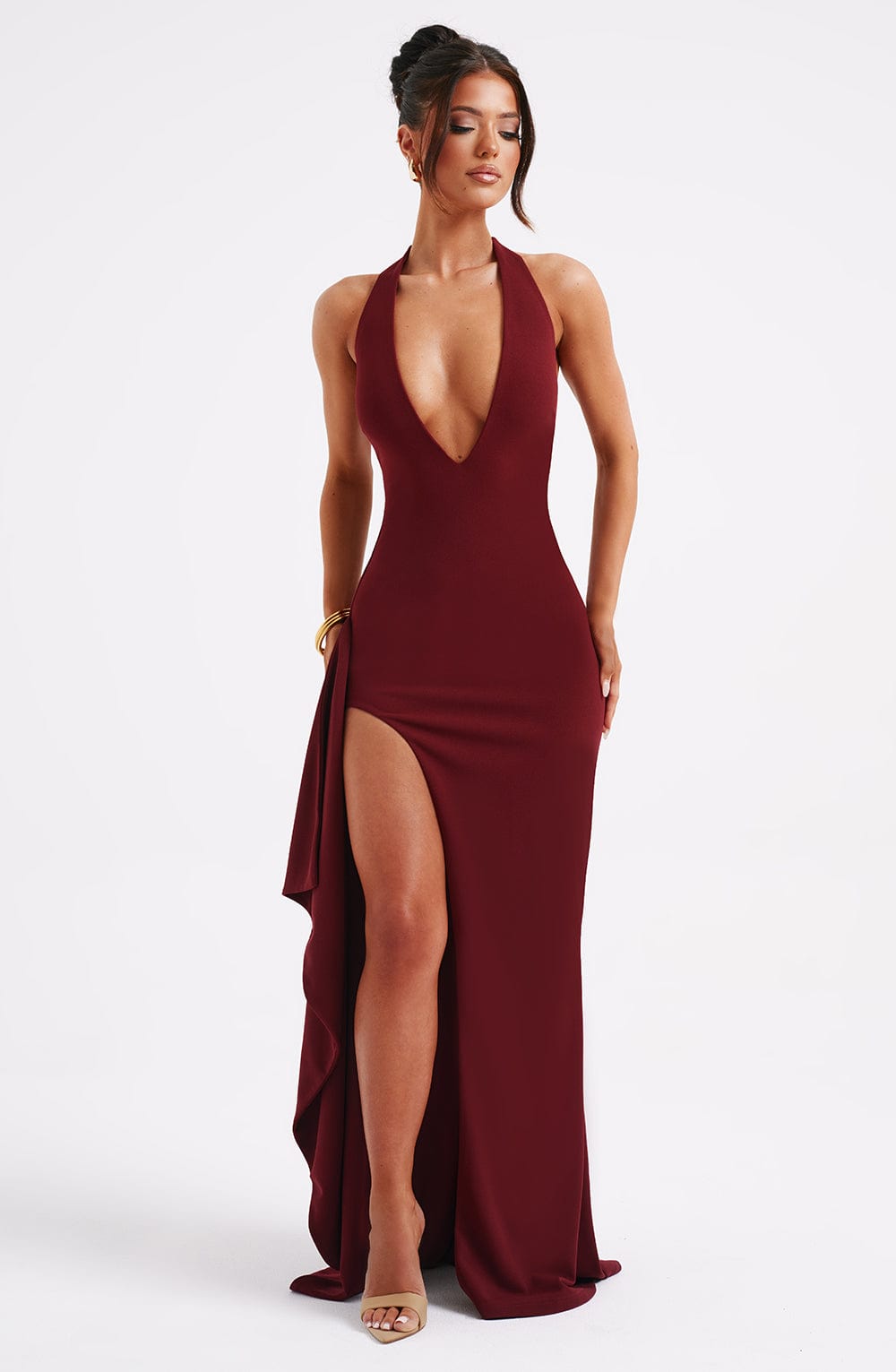 Nolari Maxi Dress in Burgundy by Clandour, product photo 6