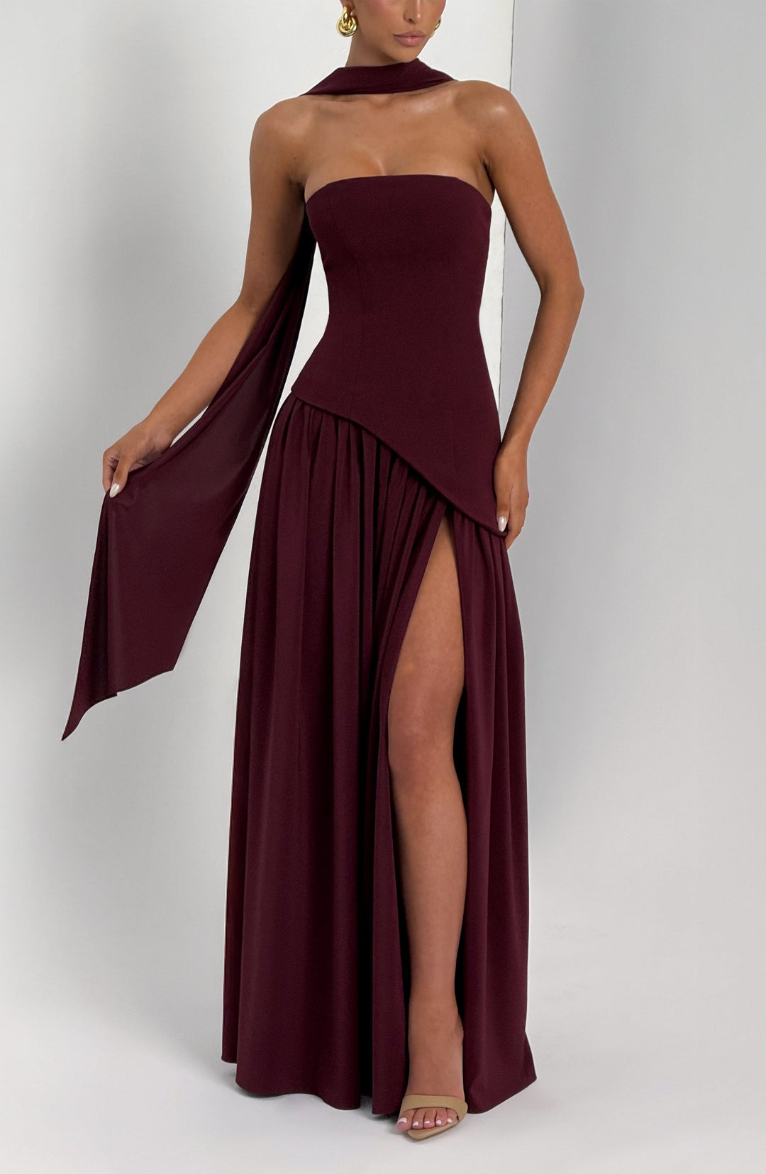 Nolavieve Maxi Dress in Cherry Lacquer by Clandour, product photo 1