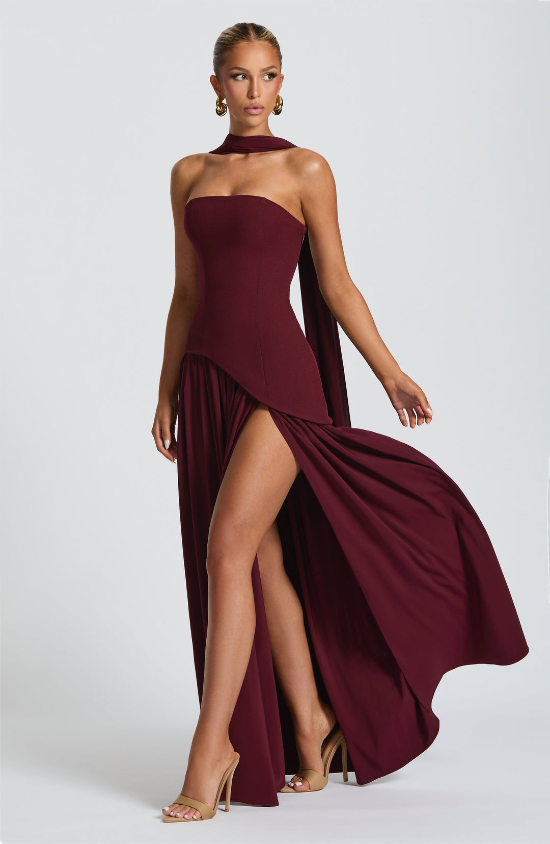 Nolavieve Maxi Dress in Cherry Lacquer by Clandour, product photo 2