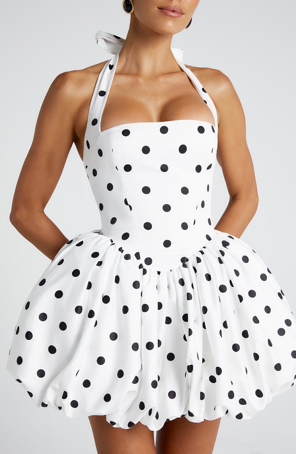 Oriaelle Mini Dress in Black Polka Dot Print by Clandour, product photo 5