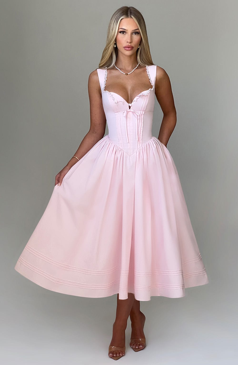 Oriaette Midi Dress in Blush by Clandour, product photo 1