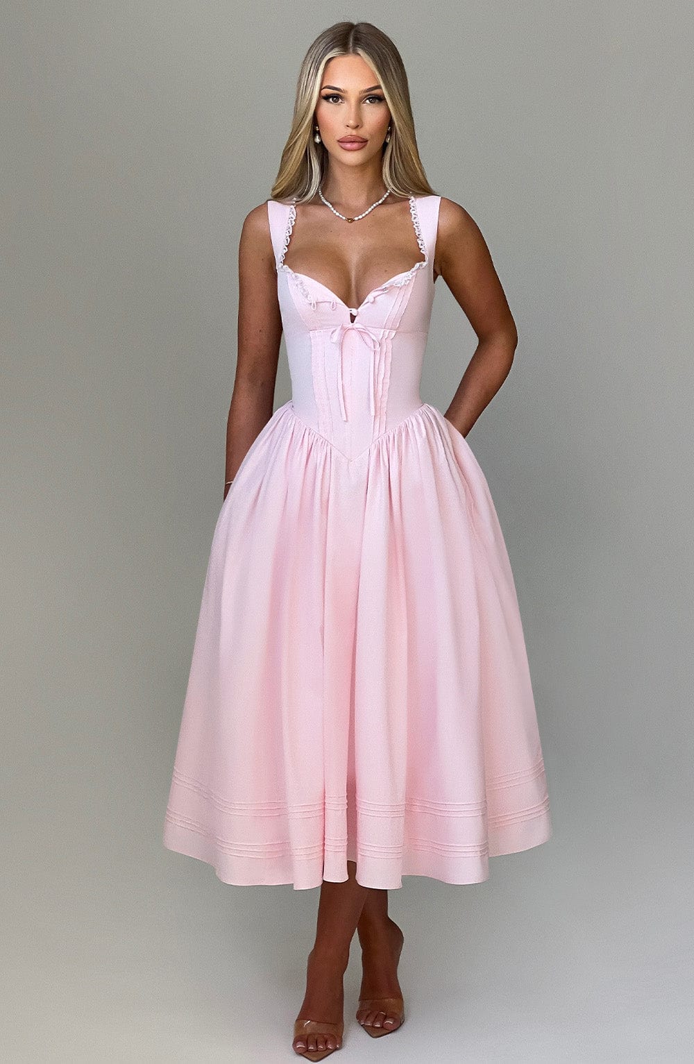 Oriaette Midi Dress in Blush by Clandour, product photo 2