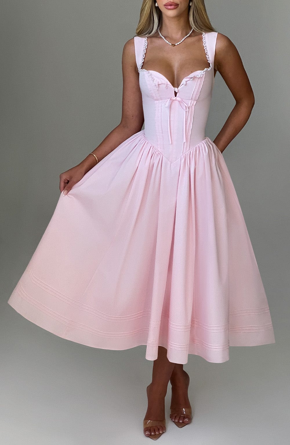 Oriaette Midi Dress in Blush by Clandour, product photo 3