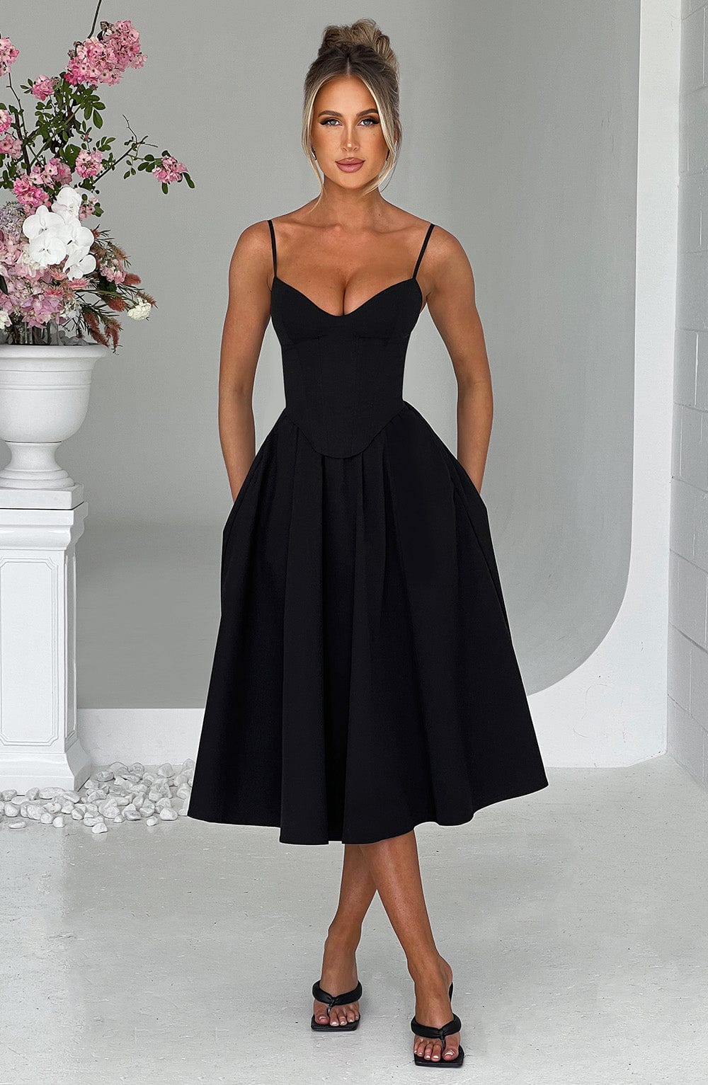 Oriaia Midi Dress in Black by Clandour, product photo 2
