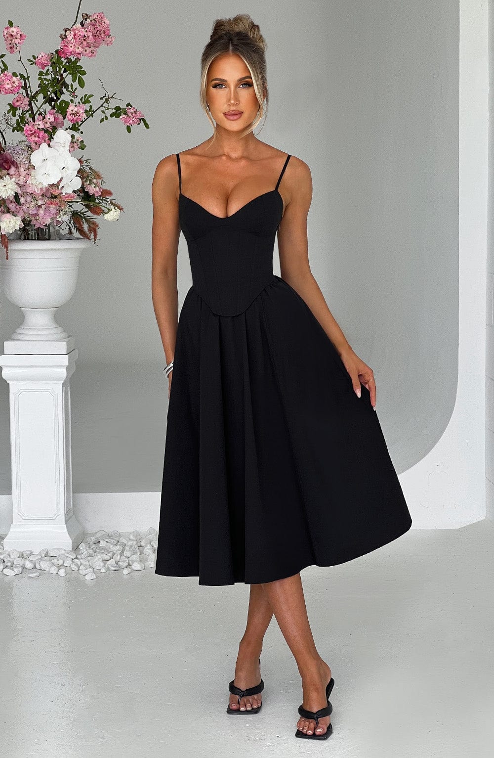 Oriaia Midi Dress in Black by Clandour, product photo 4