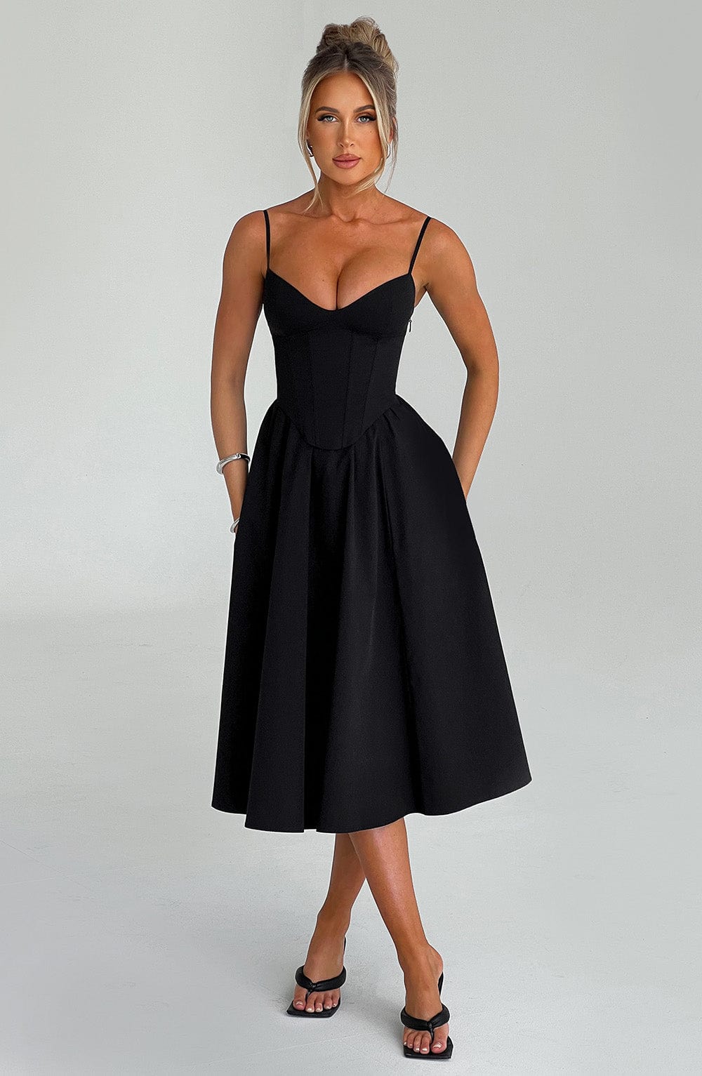 Oriaia Midi Dress in Black by Clandour, product photo 5