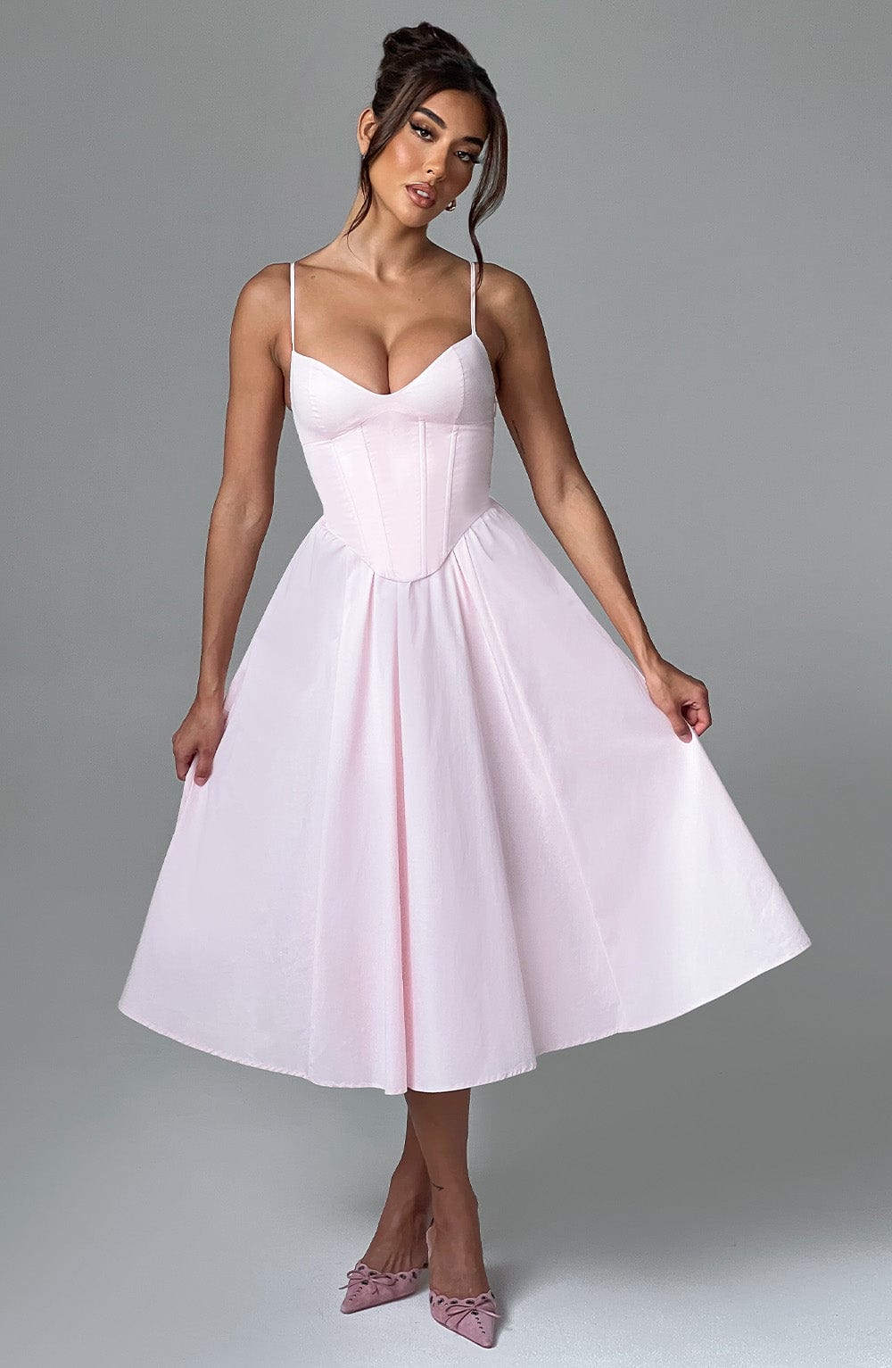 Oriaia Midi Dress in Blush by Clandour, product photo 1