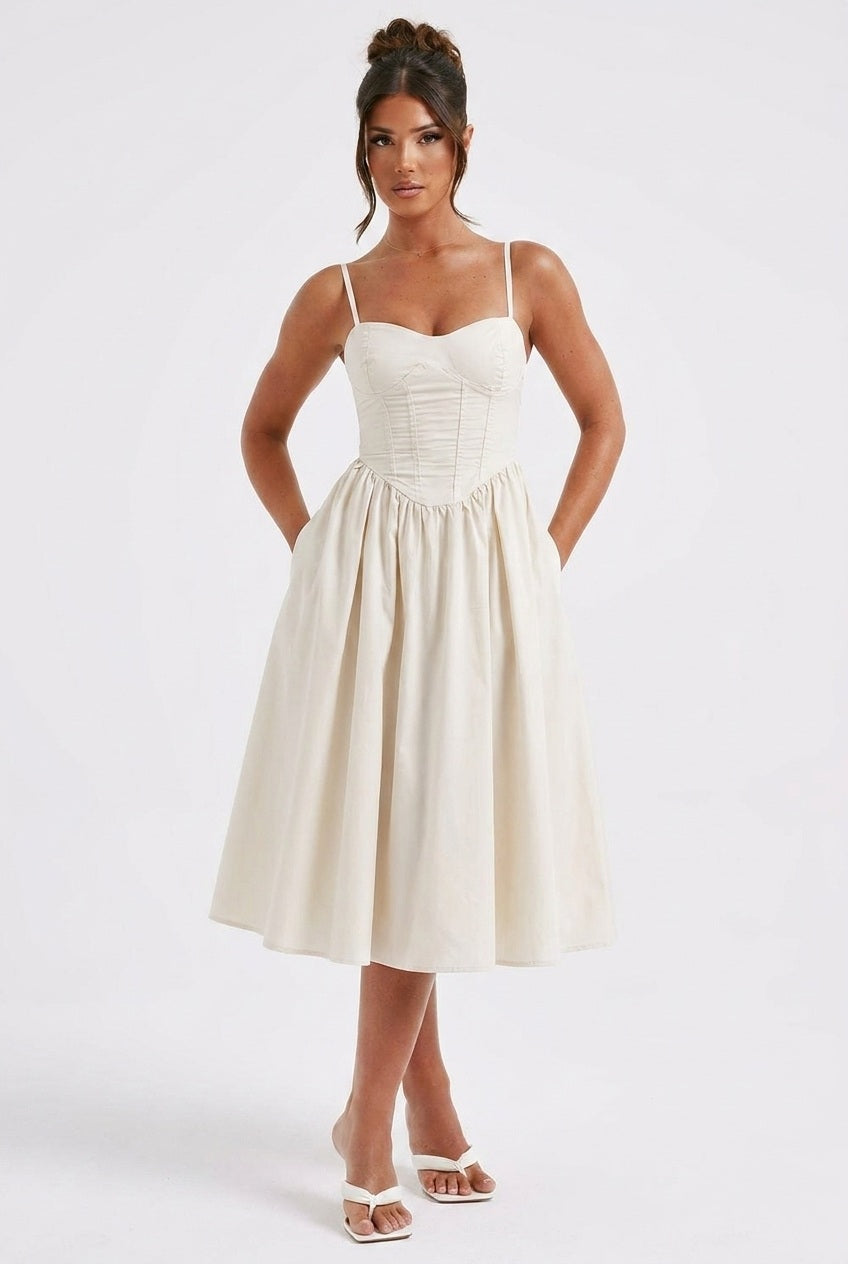 Clandour | Oriaia Midi Dress - Ivory - product photo 2