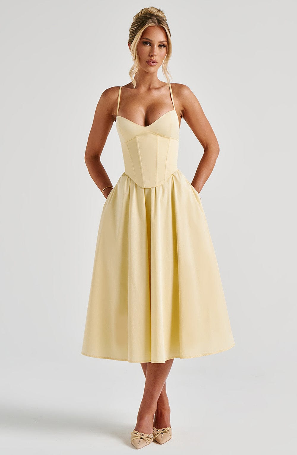 Oriaia Midi Dress in Lemon by Clandour, product photo 5