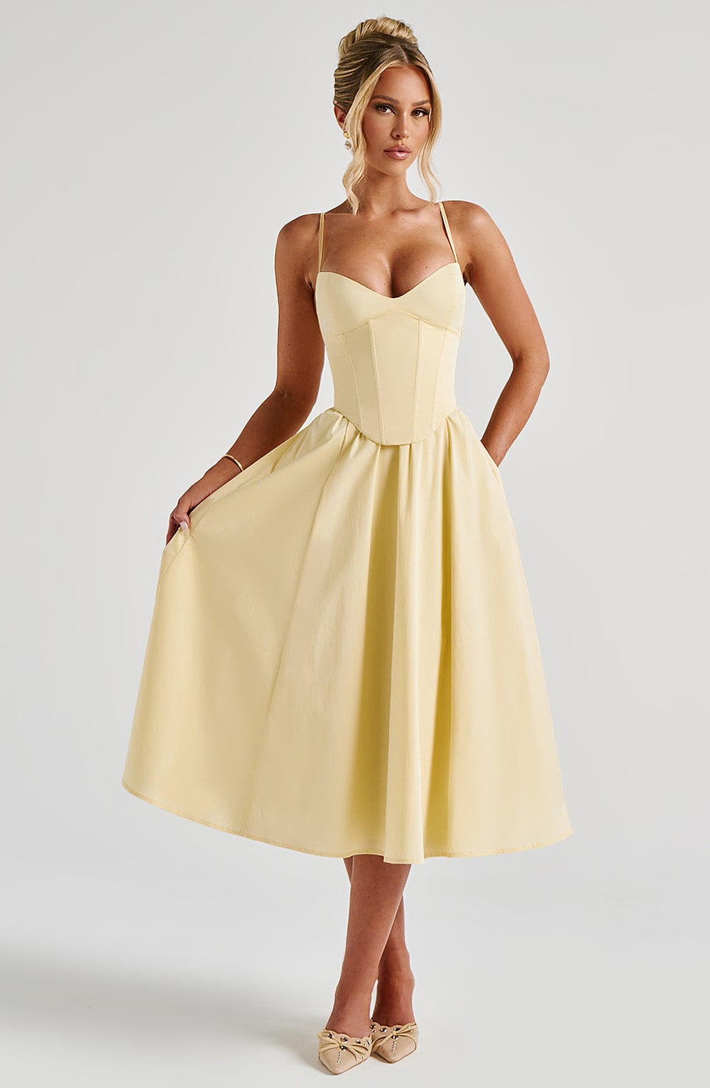 Oriaia Midi Dress in Lemon by Clandour, product photo 6