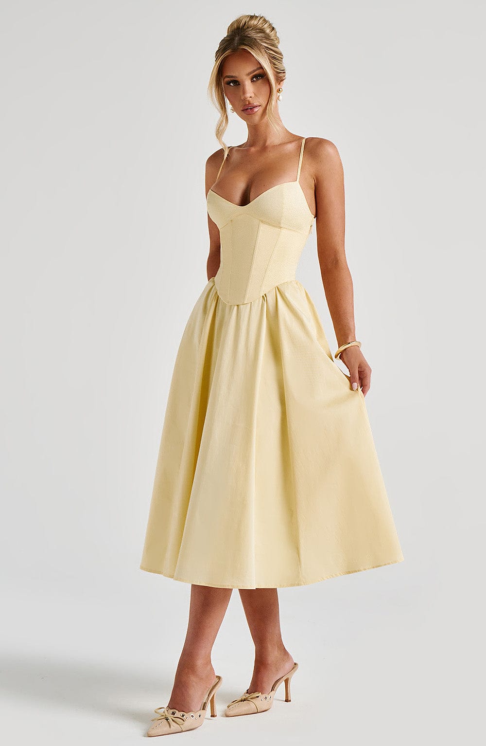 Oriaia Midi Dress in Lemon by Clandour, product photo 7