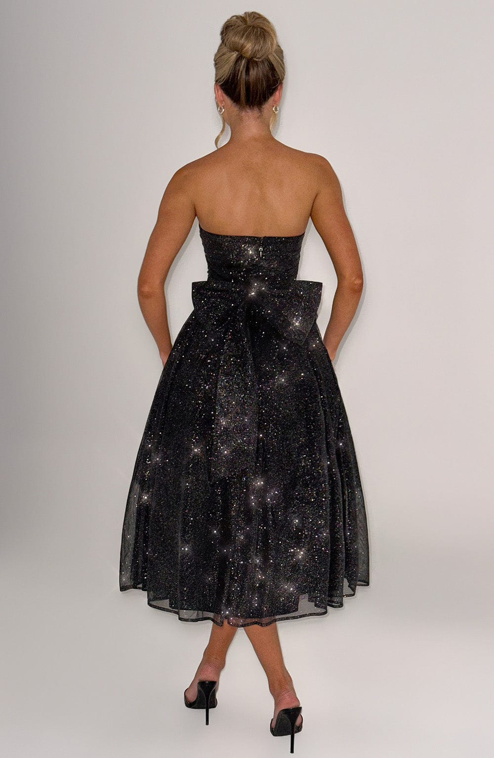 Oriaina Midi Dress in Black Sparkle by Clandour, product photo 3