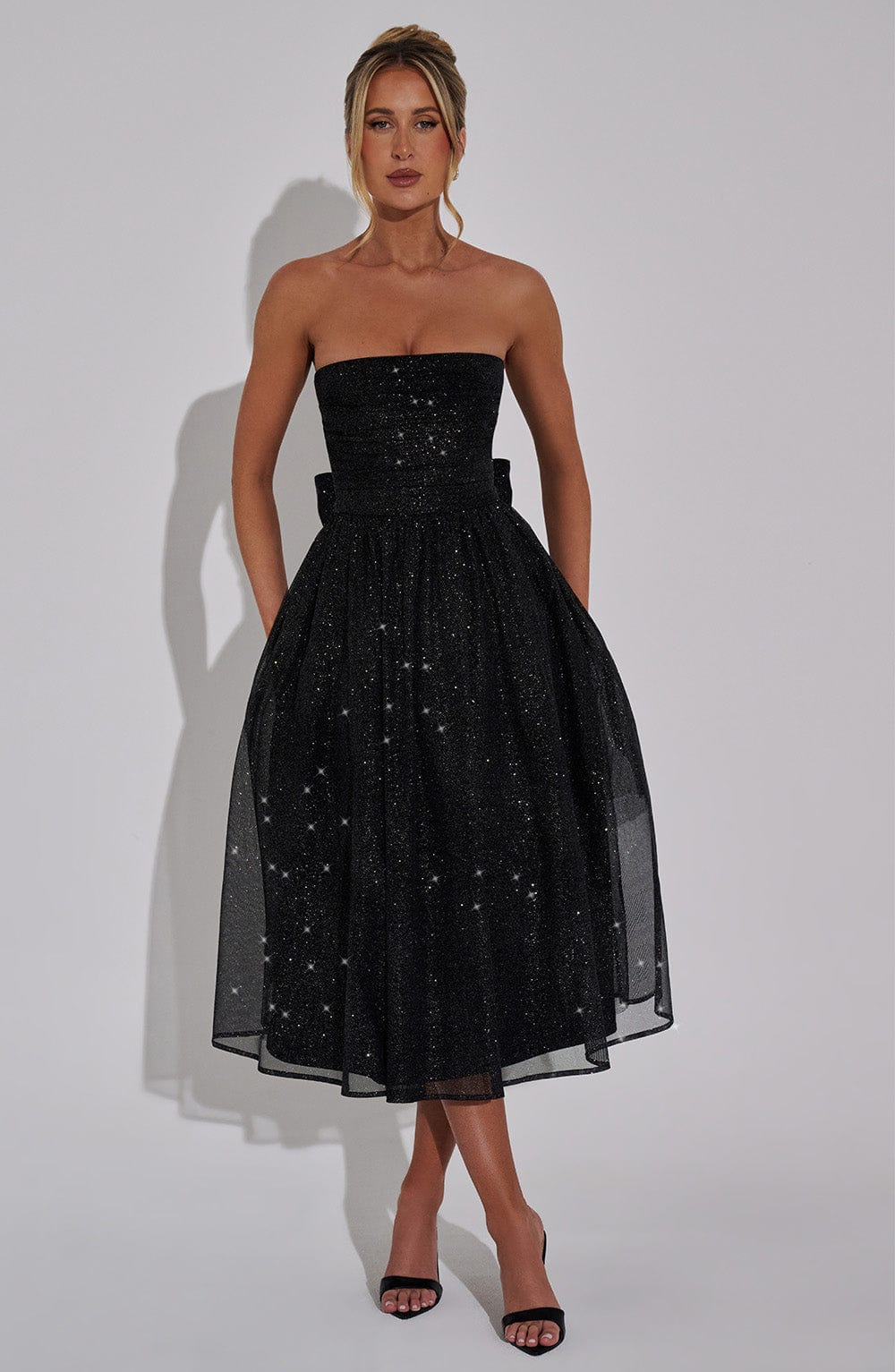Oriaina Midi Dress in Black Sparkle by Clandour, product photo 5