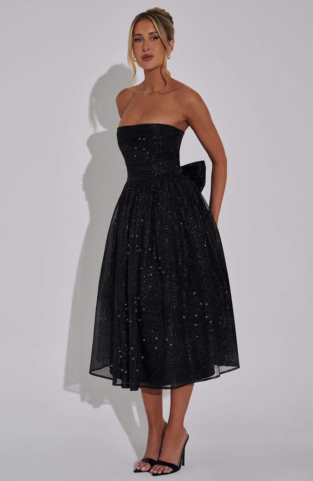 Oriaina Midi Dress in Black Sparkle by Clandour, product photo 6