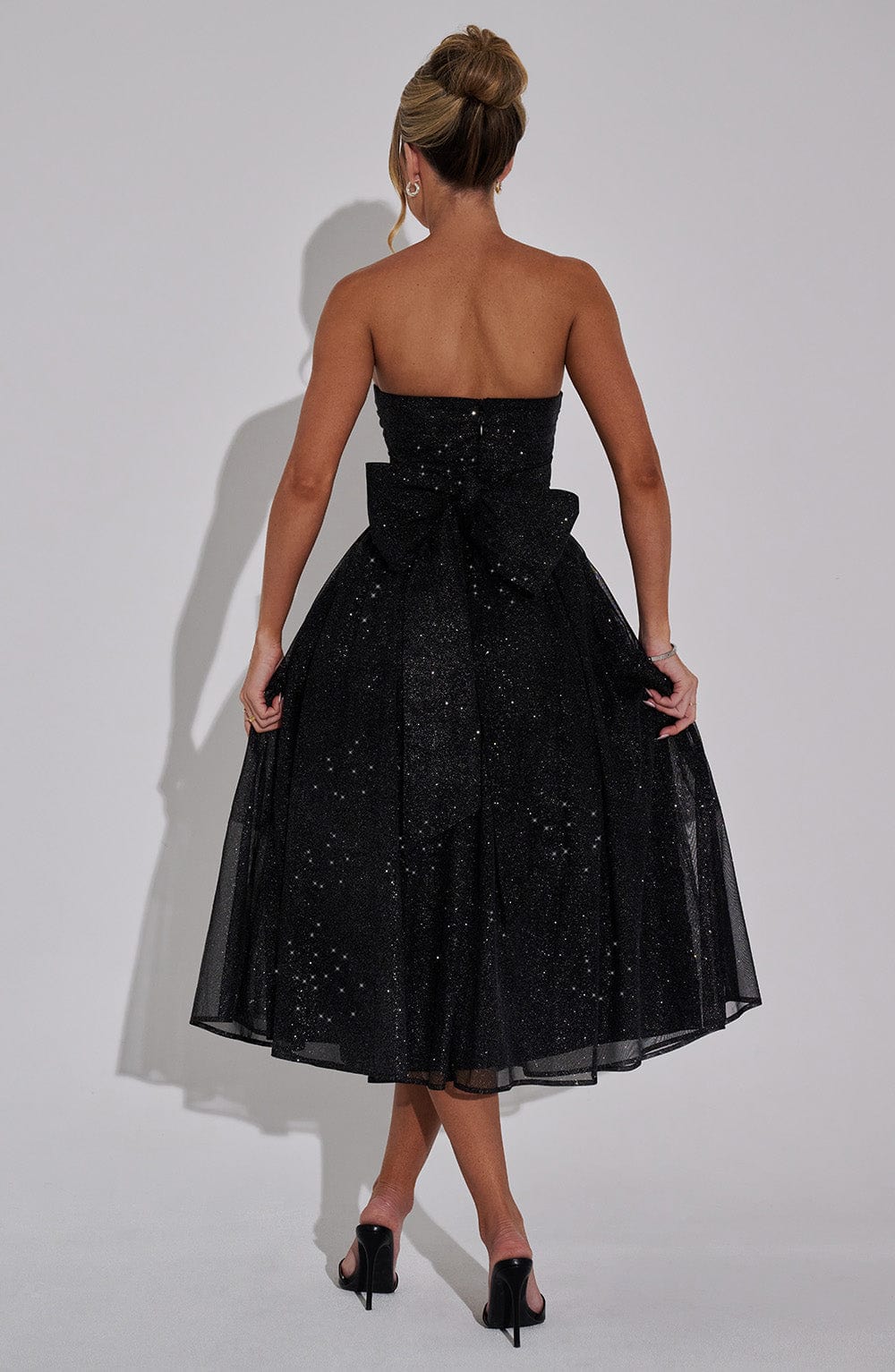 Oriaina Midi Dress in Black Sparkle by Clandour, product photo 7