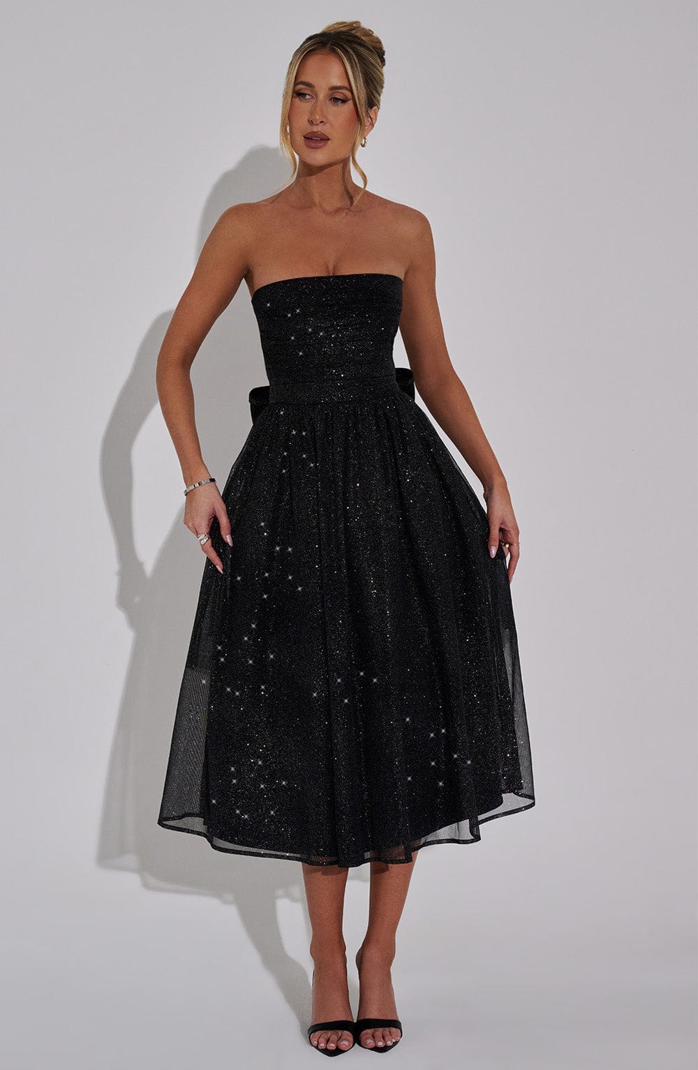 Oriaina Midi Dress in Black Sparkle by Clandour, product photo 8
