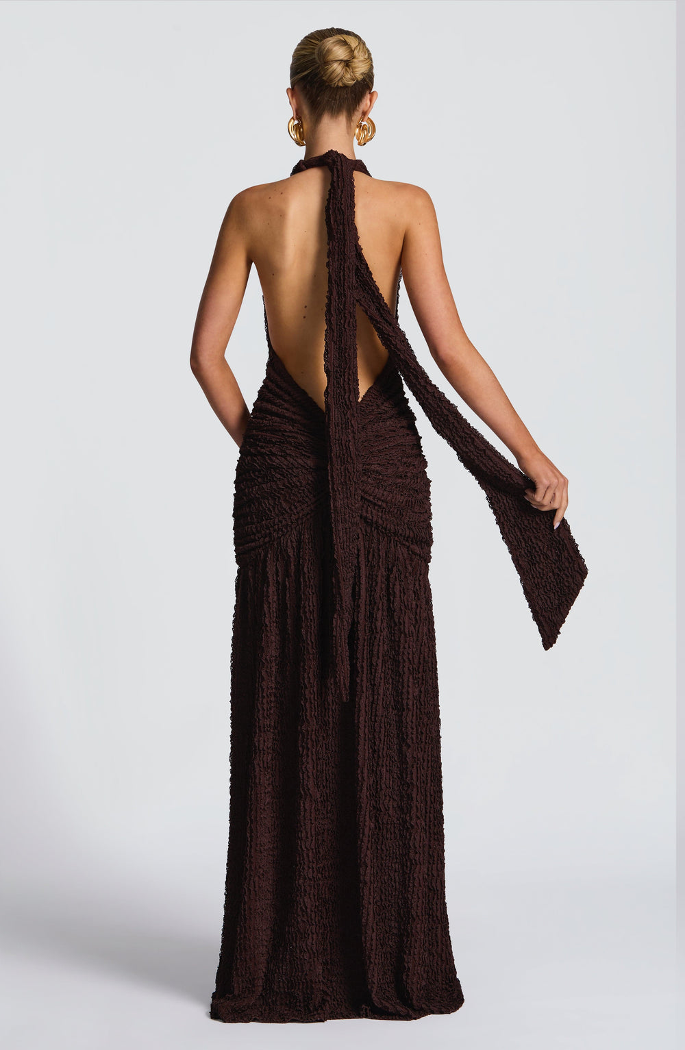 Orialina Maxi Dress in Plum Brown by Clandour, product photo 2