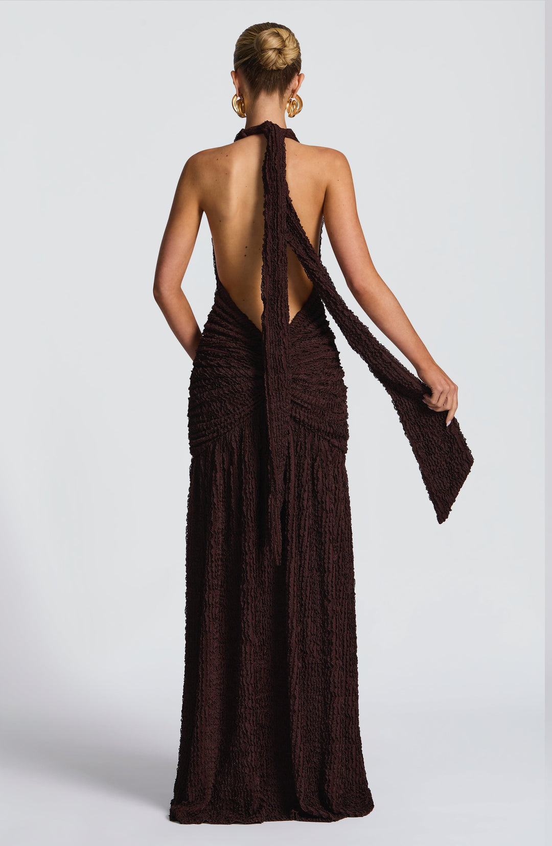 Orialina Maxi Dress in Plum Brown by Clandour, product photo 2