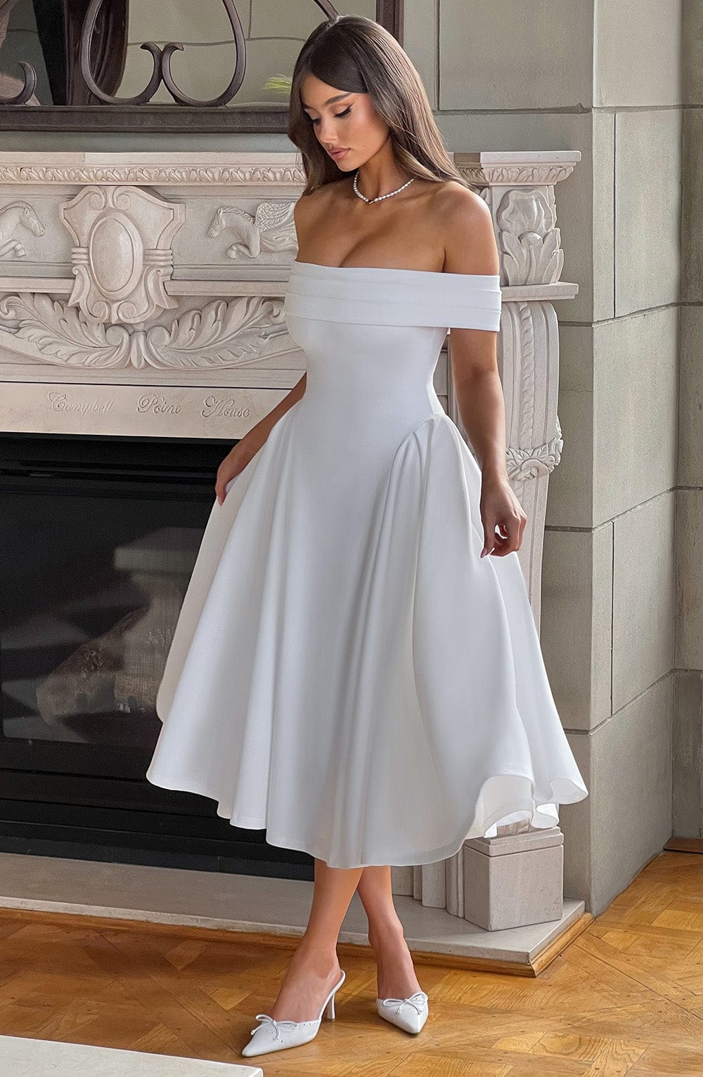 Orialise Midi Dress in Ivory by Clandour, product photo 4