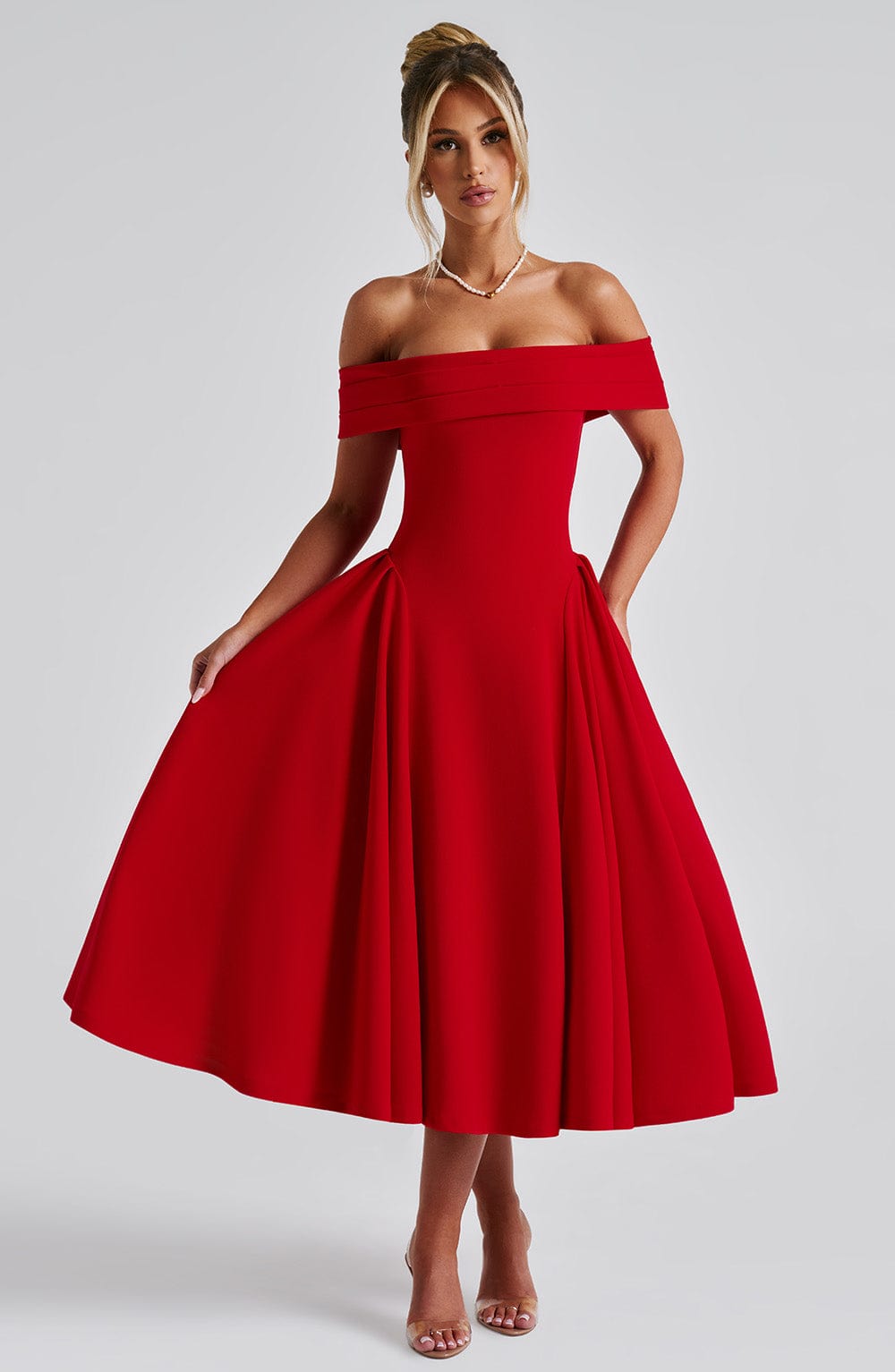 Orialise Midi Dress in Red by Clandour, product photo 1