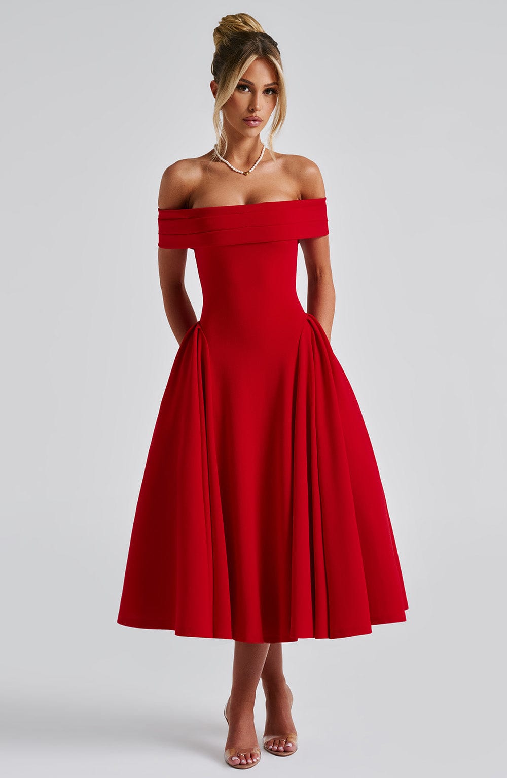 Orialise Midi Dress in Red by Clandour, product photo 7