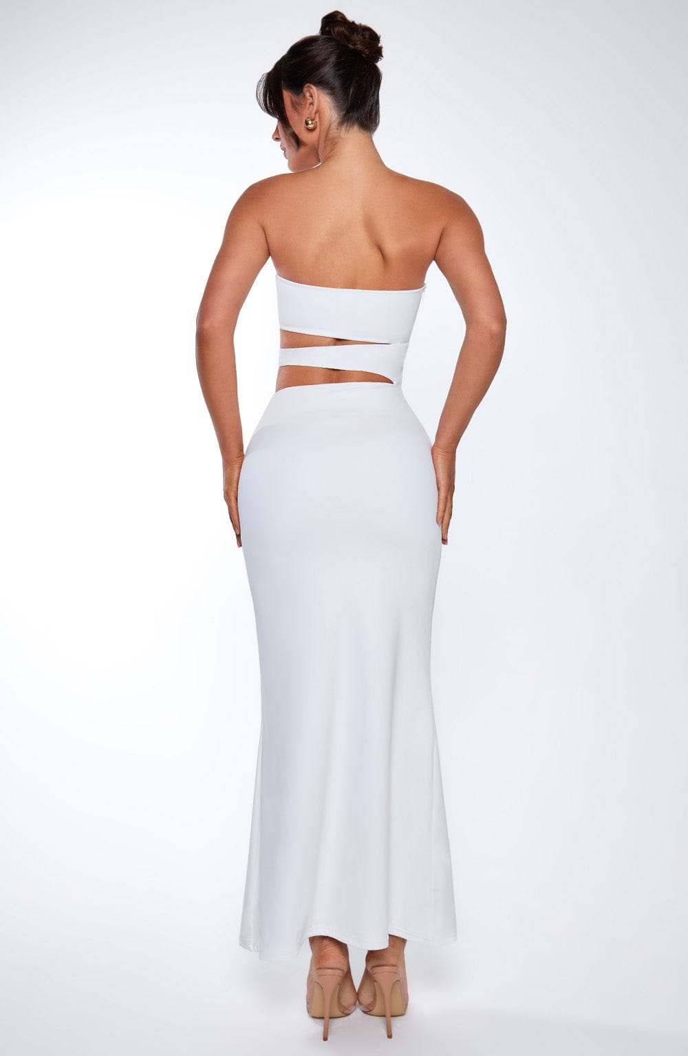 Oriara Maxi Dress in White by Clandour, product photo 2