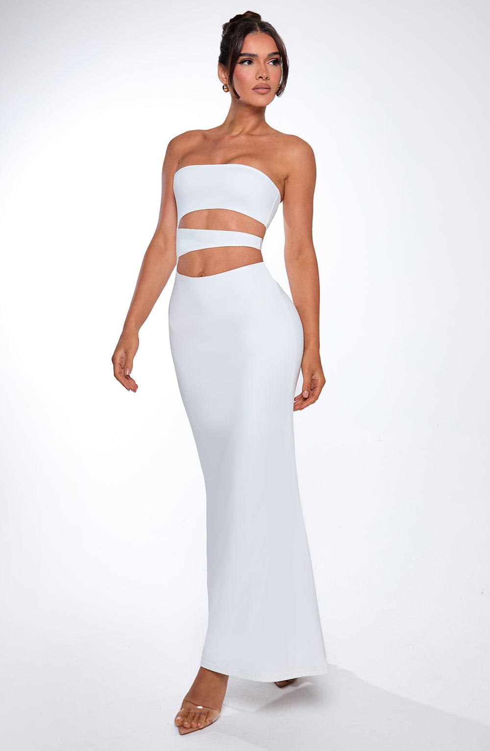 Oriara Maxi Dress in White by Clandour, product photo 3