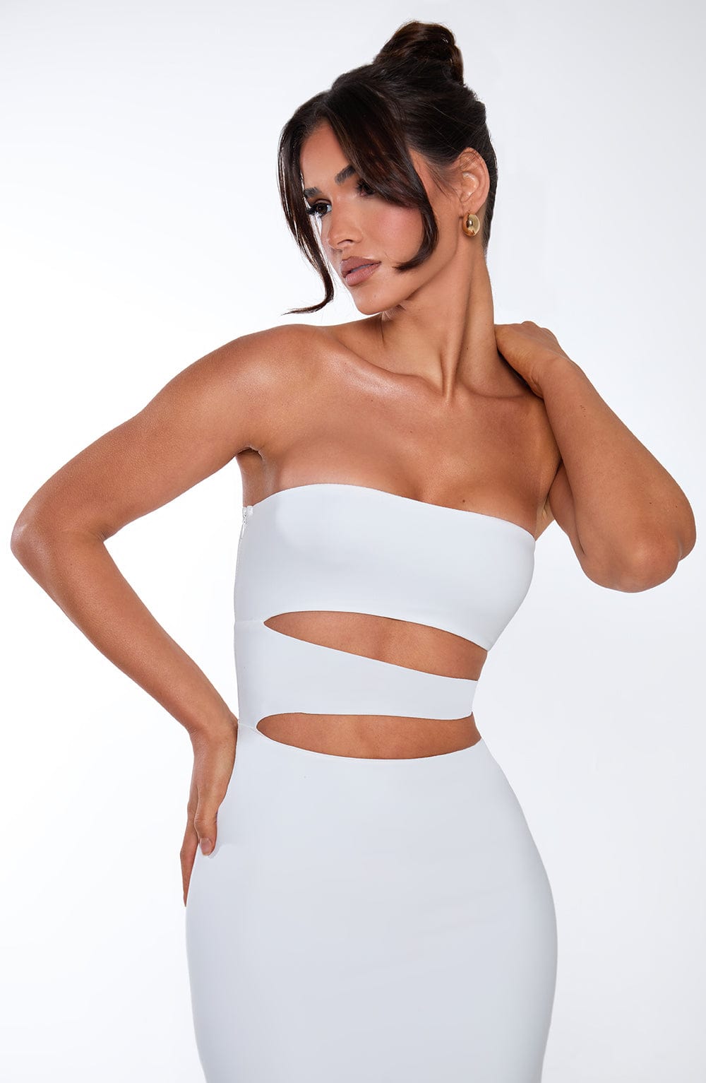 Oriara Maxi Dress in White by Clandour, product photo 4