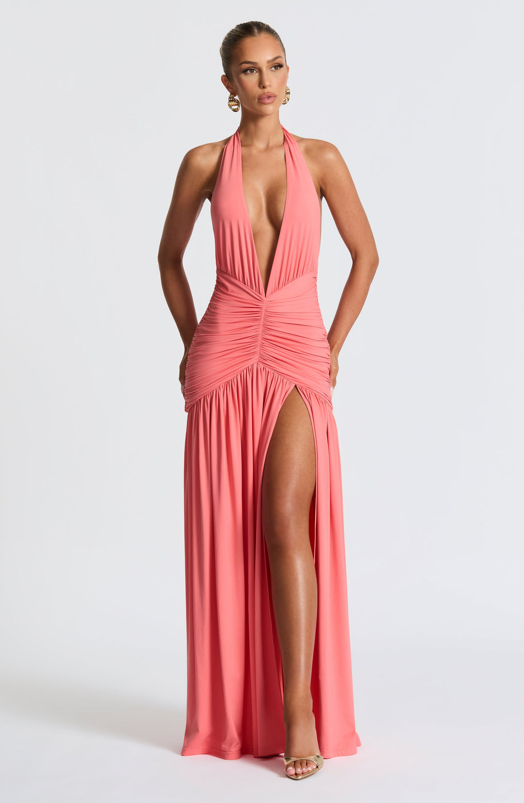 Oriari Maxi Dress in Coral Pink by Clandour, product photo 2