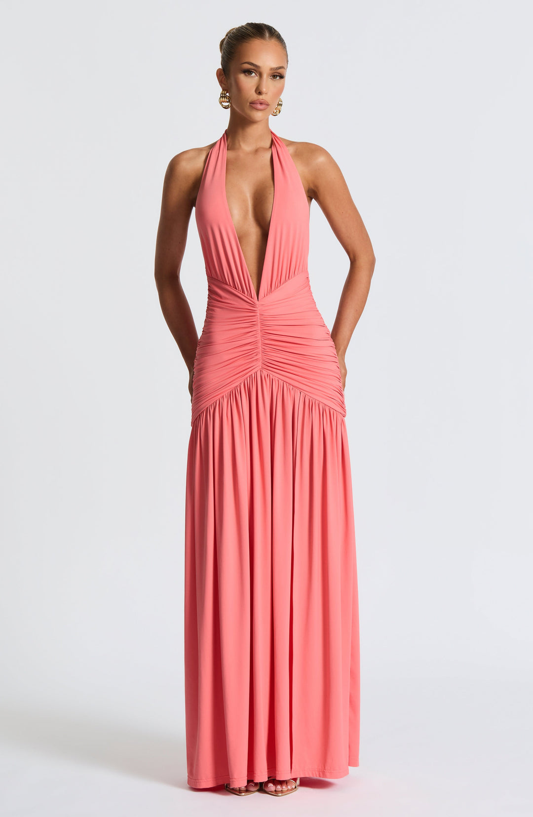 Oriari Maxi Dress in Coral Pink by Clandour, product photo 6