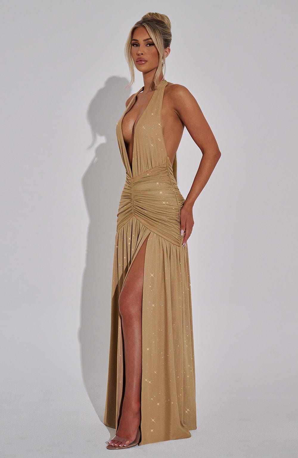 Oriari Maxi Dress in Gold Sparkle by Clandour, product photo 6