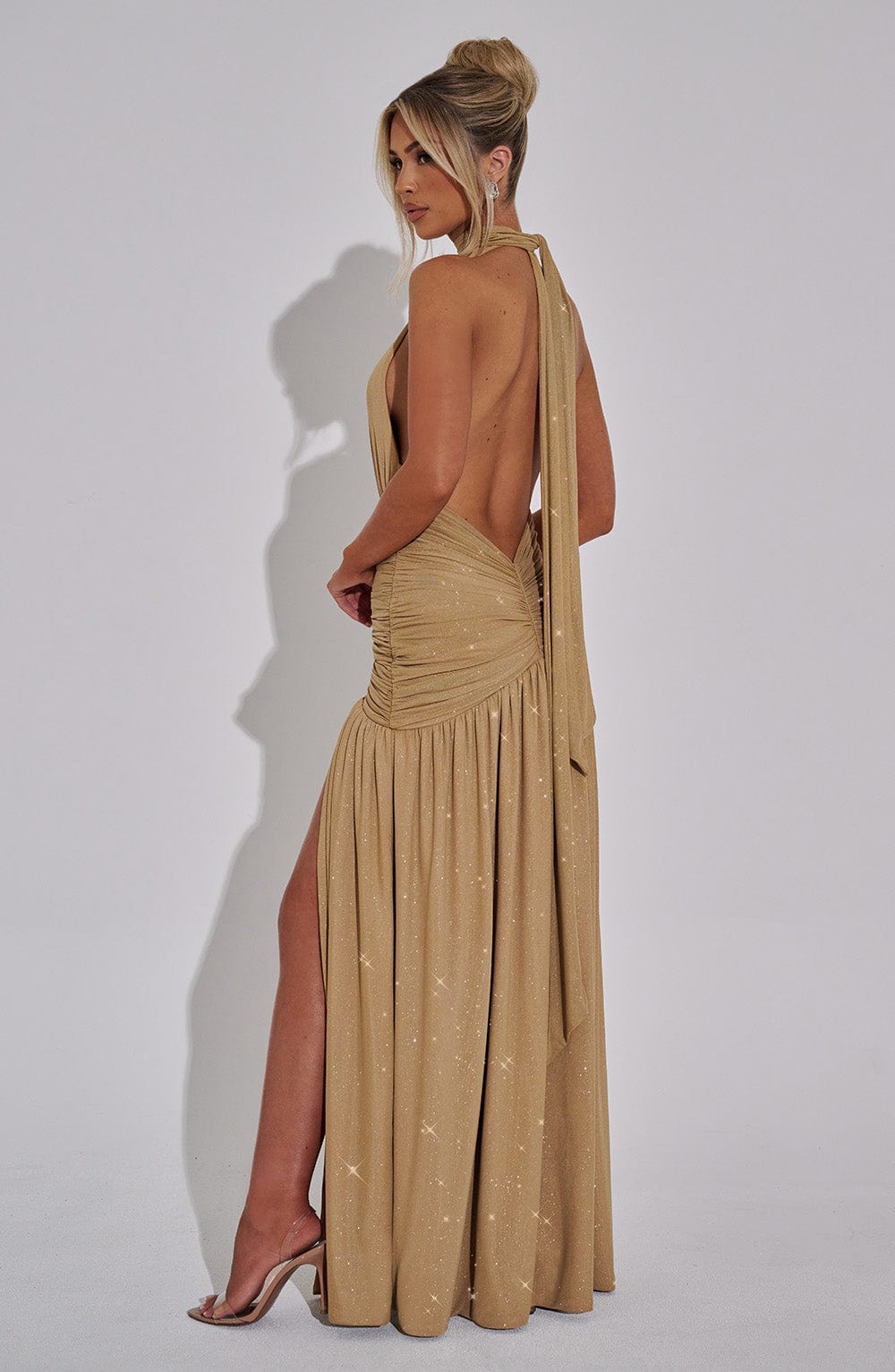 Oriari Maxi Dress in Gold Sparkle by Clandour, product photo 7