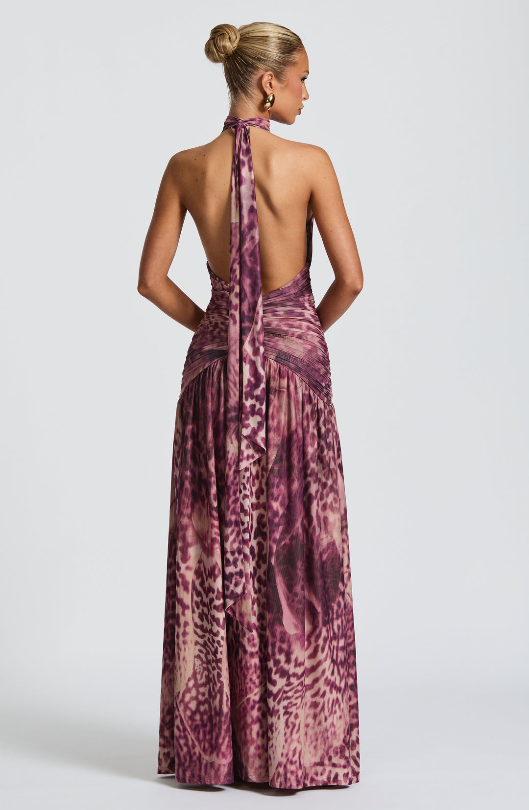 Oriari Maxi Dress in Magenta Orchid Print by Clandour, product photo 3