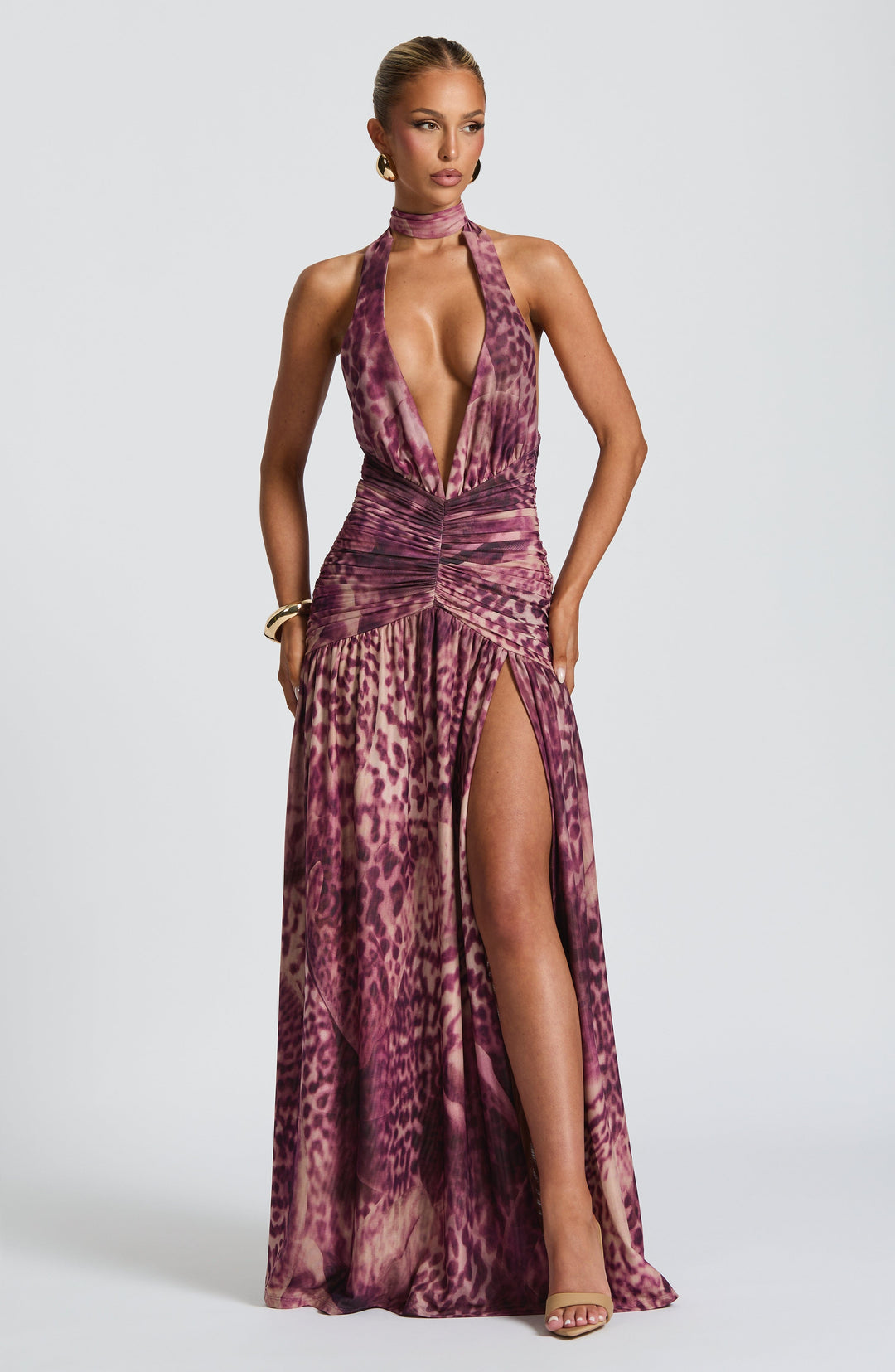 Oriari Maxi Dress in Magenta Orchid Print by Clandour, product photo 6