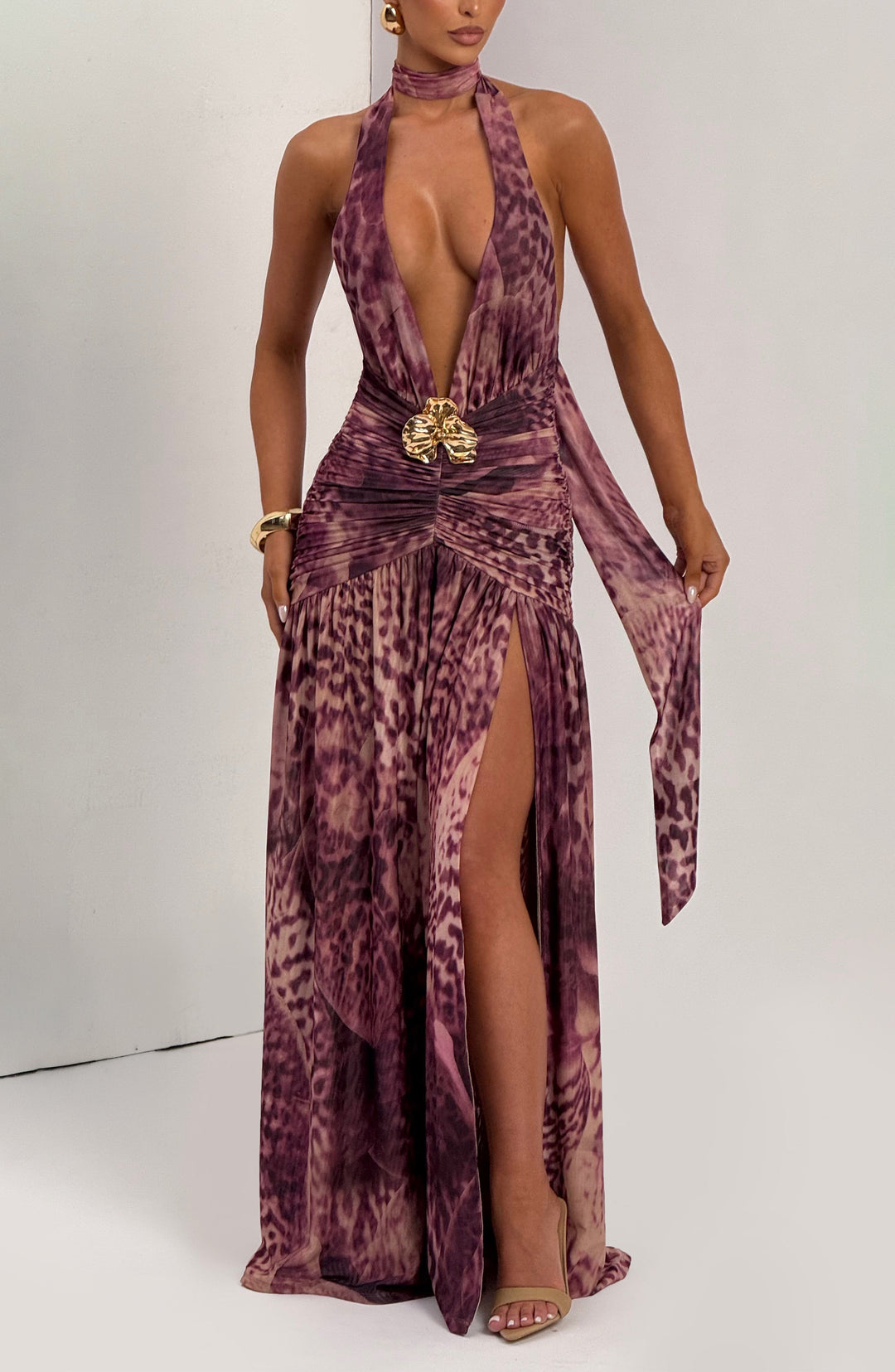Oriari Maxi Dress in Magenta Orchid Print by Clandour, product photo 11