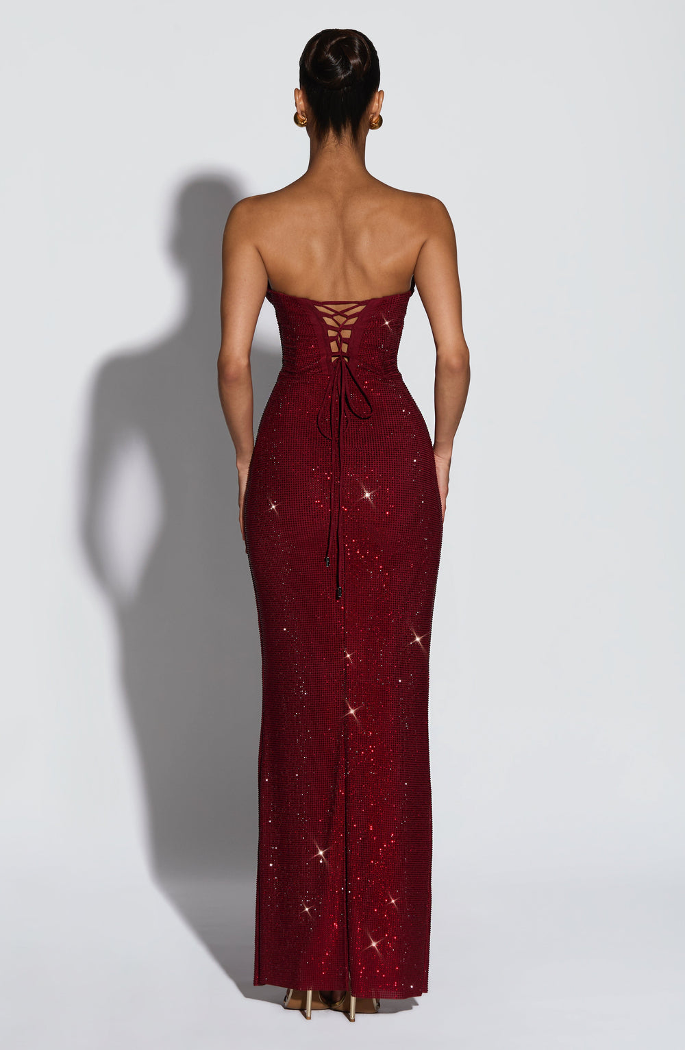 Oriavieve Maxi Dress in Burgundy by Clandour, product photo 2