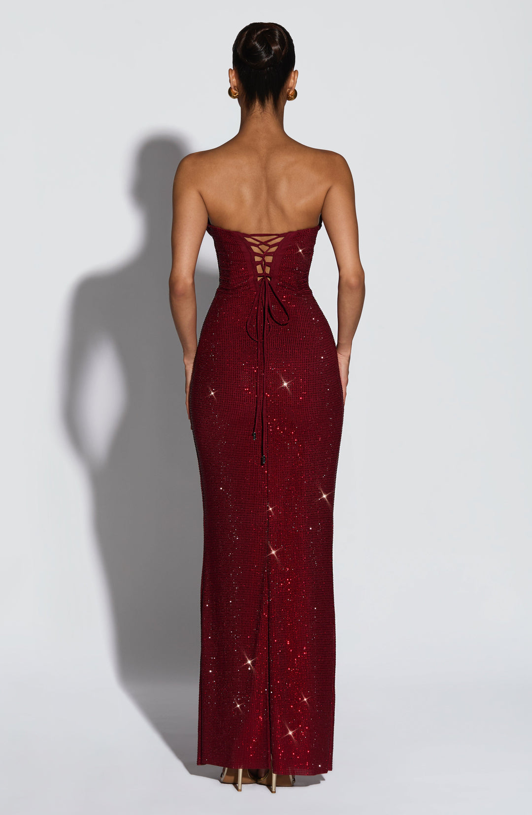 Oriavieve Maxi Dress in Burgundy by Clandour, product photo 2