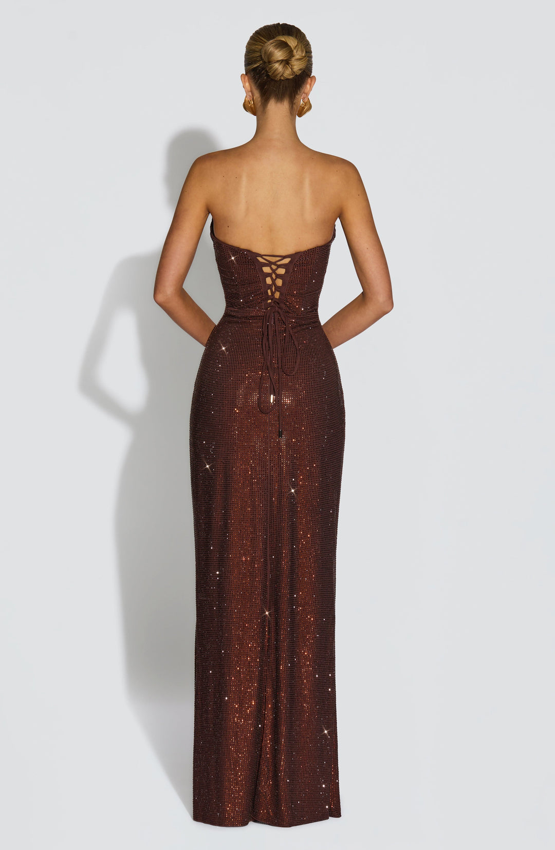 Oriavieve Maxi Dress in Plum Brown by Clandour, product photo 4