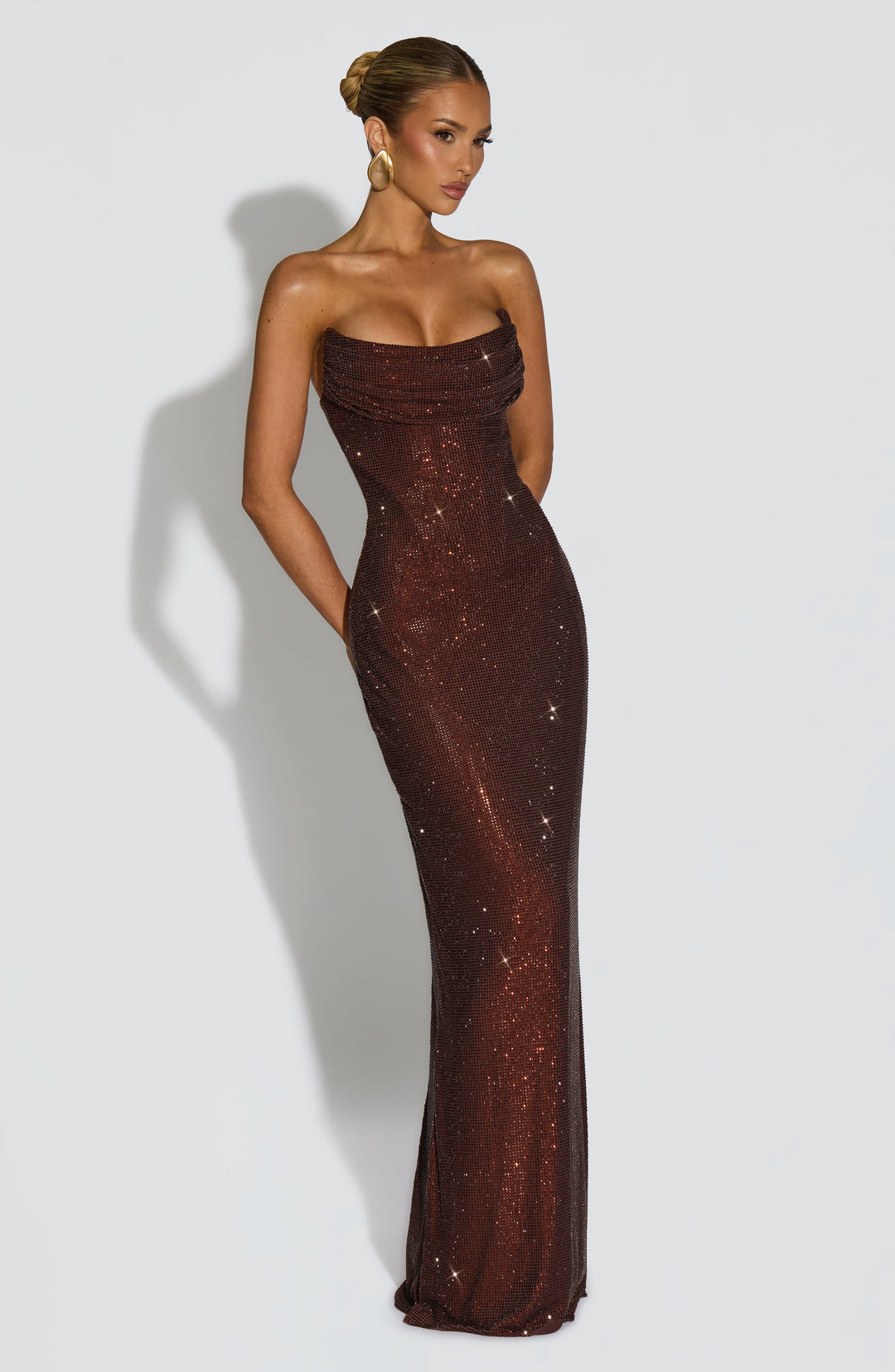 Oriavieve Maxi Dress in Plum Brown by Clandour, product photo 8