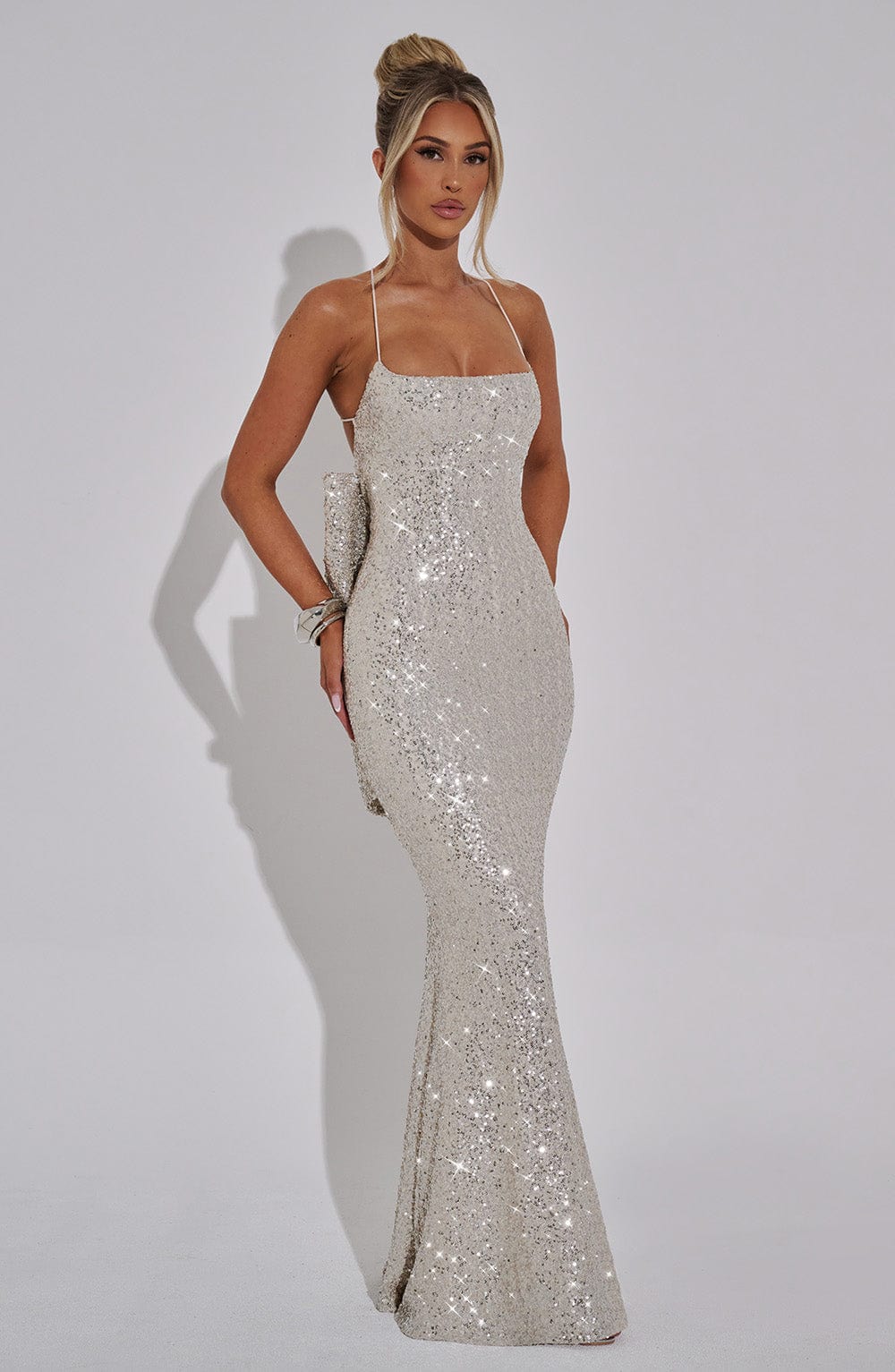 Oriayne Maxi Dress in Champagne by Clandour, product photo 8