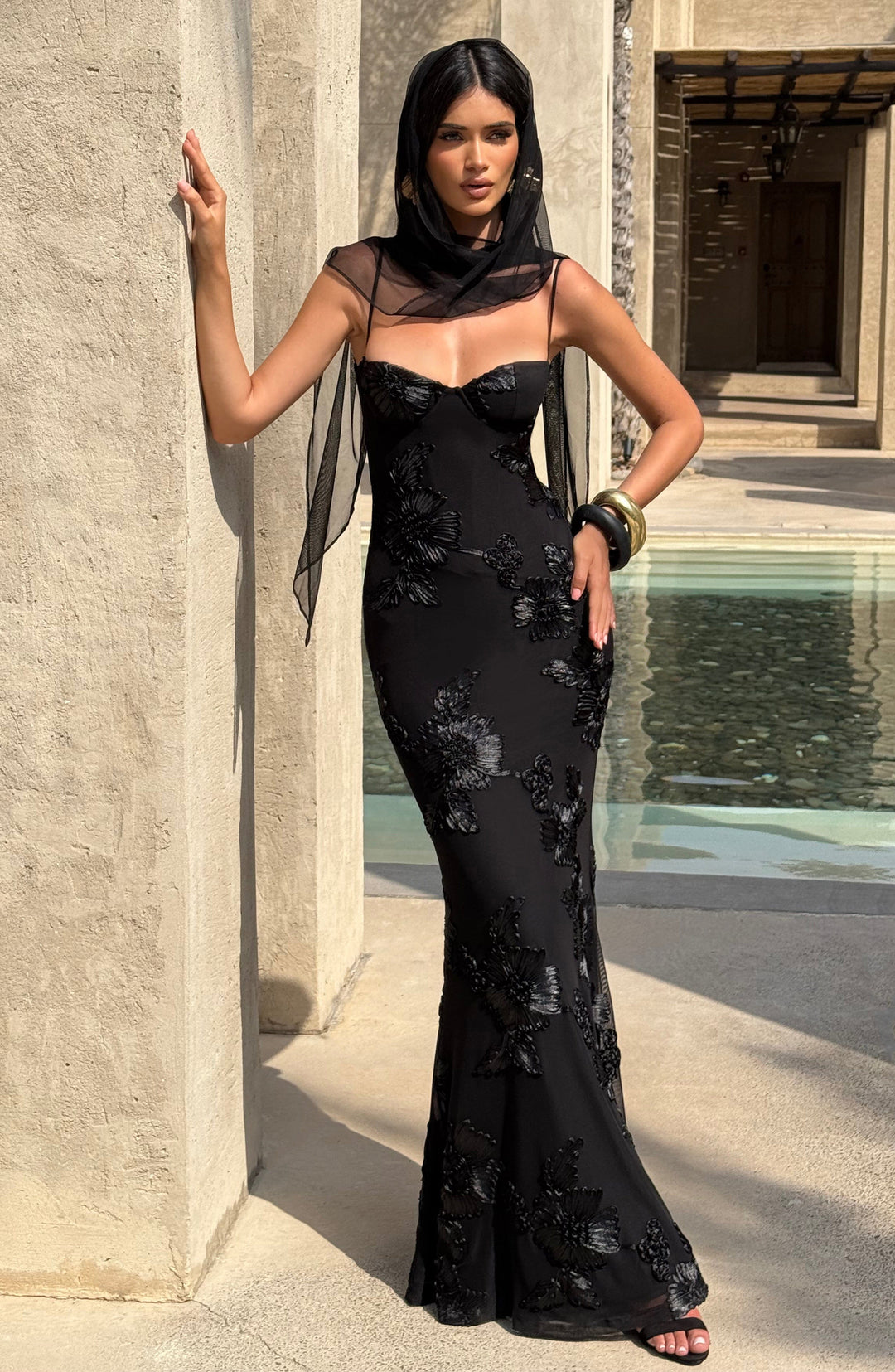 Priyaella Maxi Dress in Black by Clandour, product photo 1