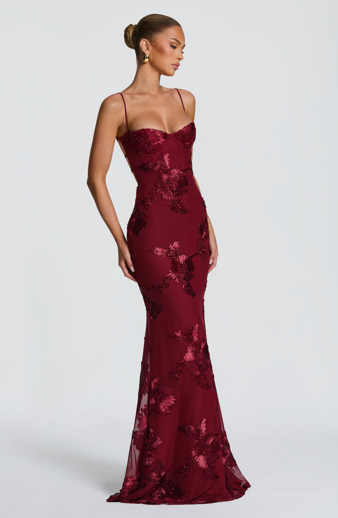 Priyaella Maxi Dress in Burgundy by Clandour, product photo 3