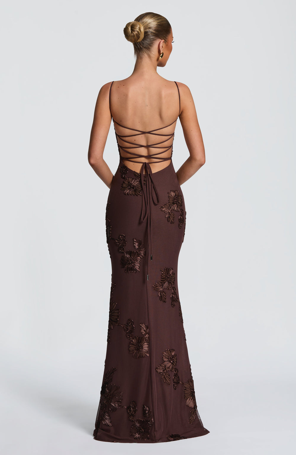Priyaella Maxi Dress in Plum Brown by Clandour, product photo 2