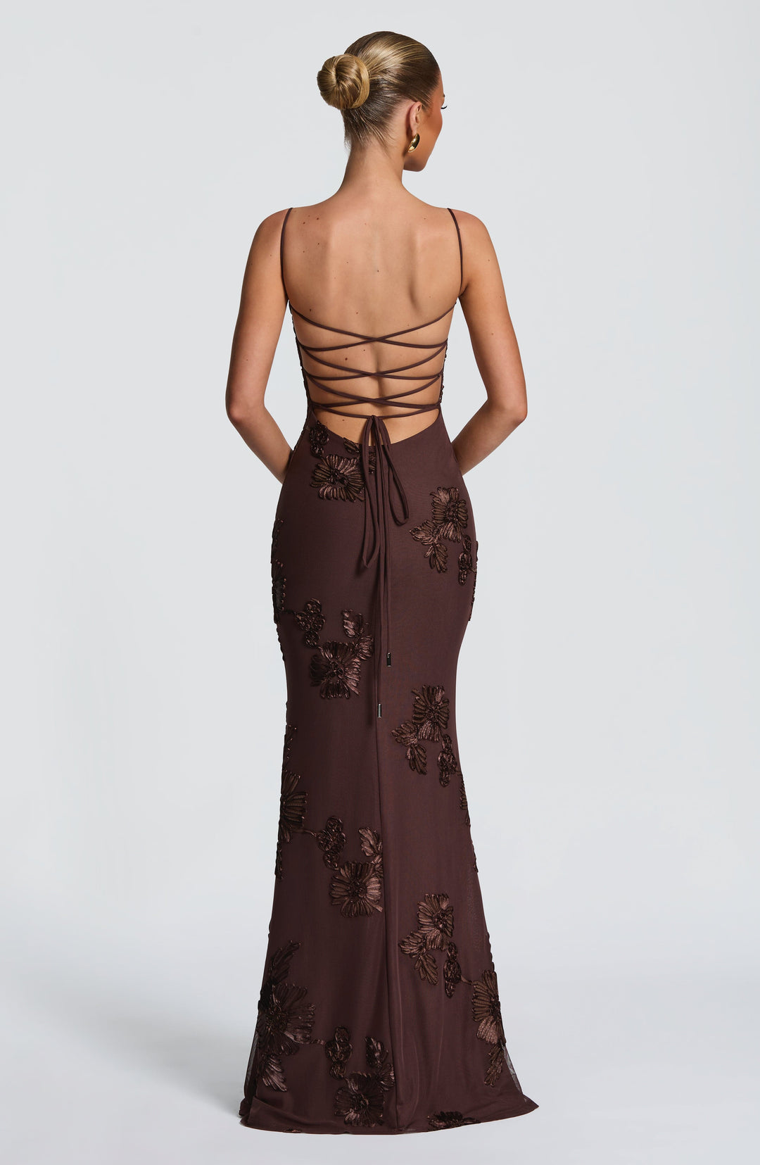 Priyaella Maxi Dress in Plum Brown by Clandour, product photo 2