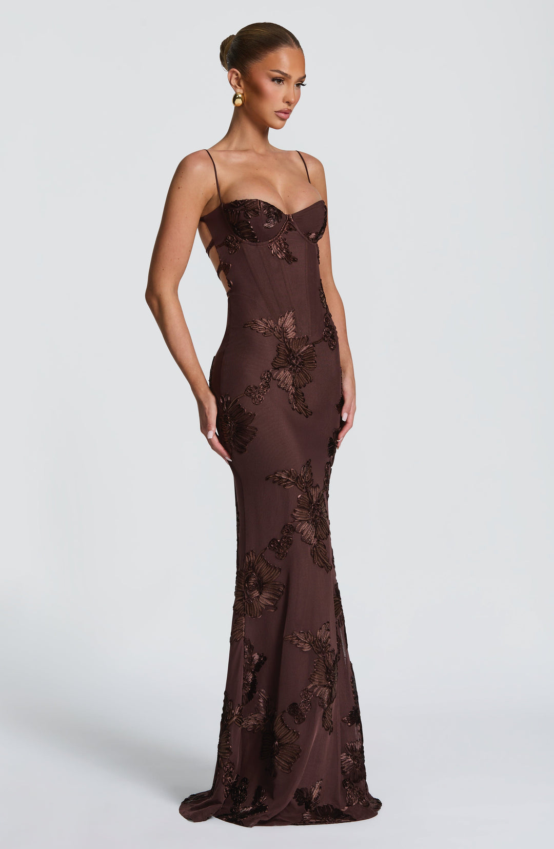 Priyaella Maxi Dress in Plum Brown by Clandour, product photo 6