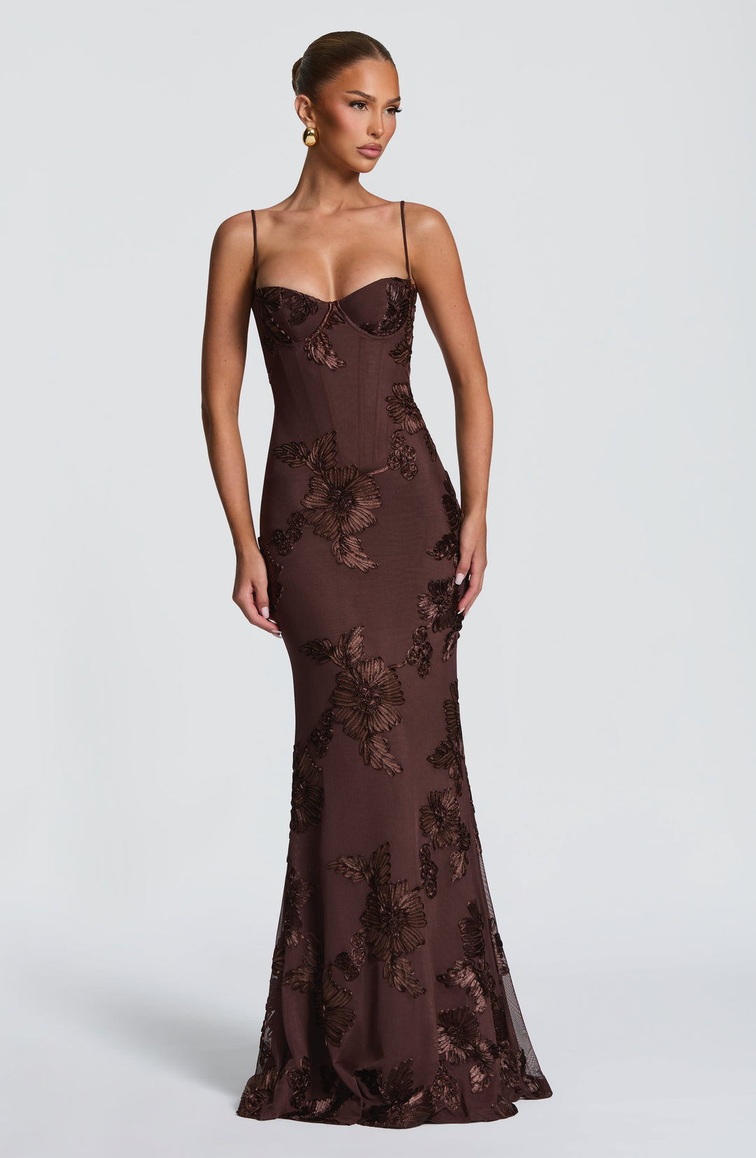 Priyaella Maxi Dress in Plum Brown by Clandour, product photo 7