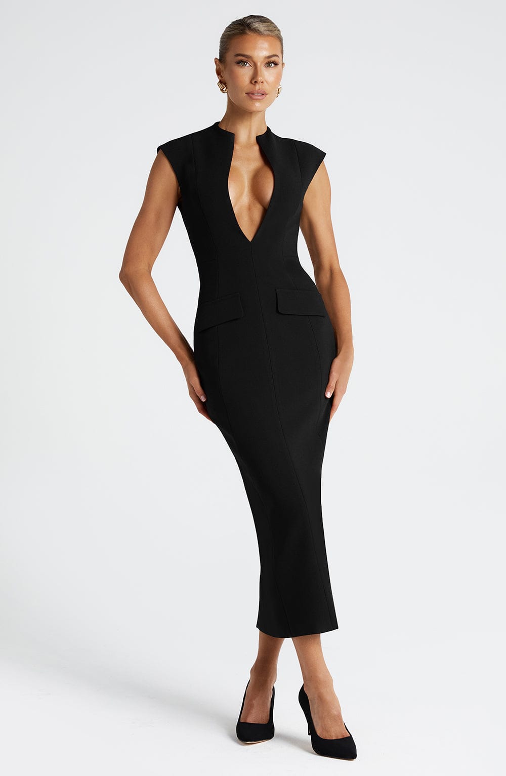 Priyaessa Midi Dress in Black by Clandour, product photo 1