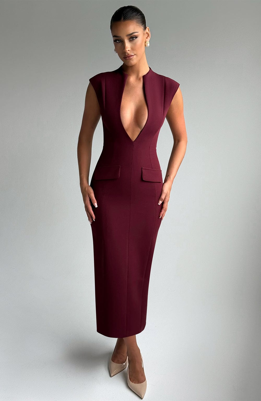 Priyaessa Midi Dress in Cherry Lacquer by Clandour, product photo 1
