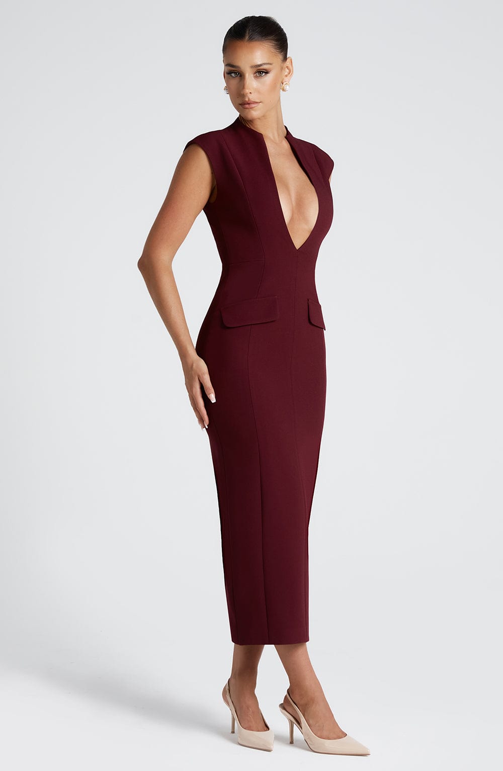 Priyaessa Midi Dress in Cherry Lacquer by Clandour, product photo 3