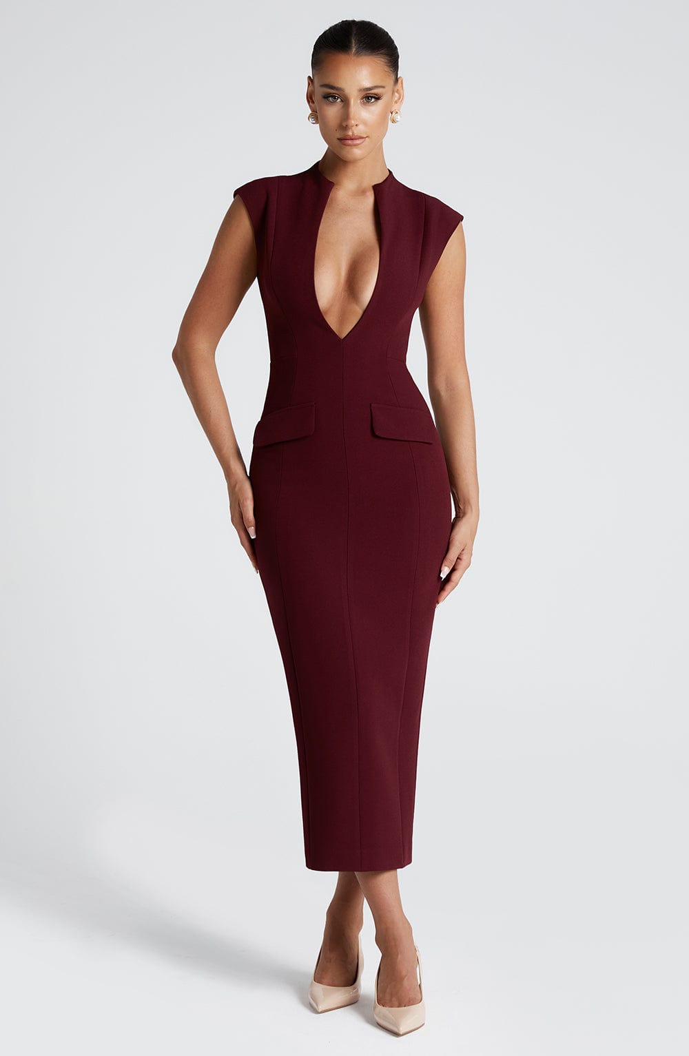 Priyaessa Midi Dress in Cherry Lacquer by Clandour, product photo 4
